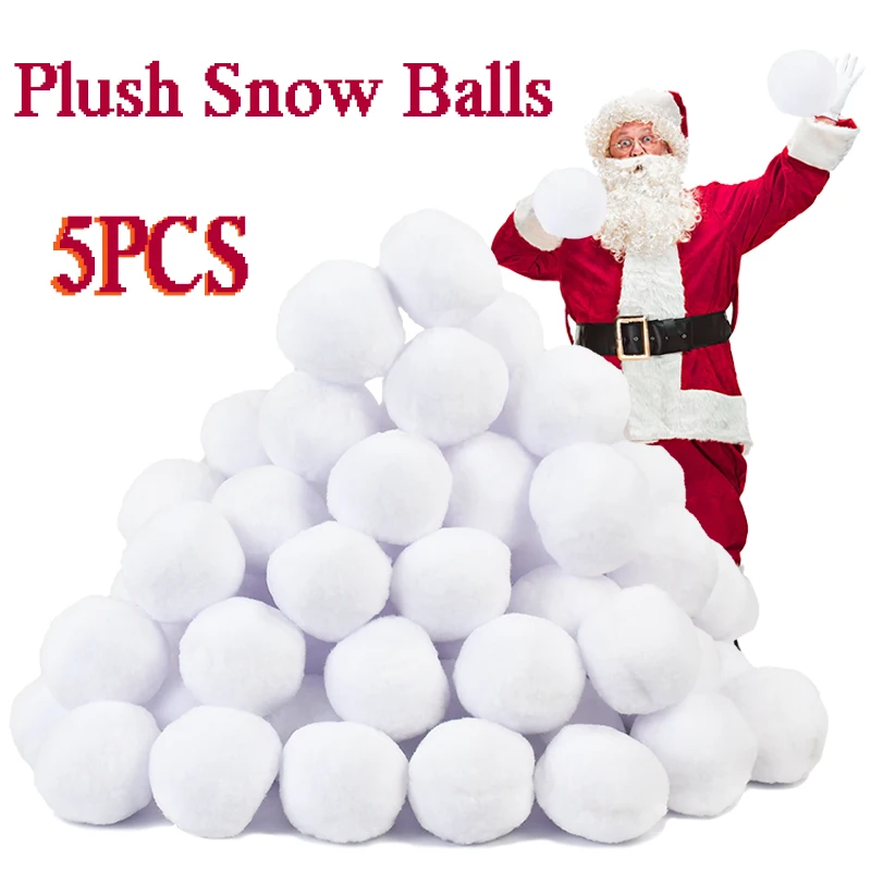 5pcs 5/7cm Plush Christmas Snow Balls Artificial Snow Fight Ball Kids Gifts Toy Xmas Tree Hanging Ornament Christmas Party Decor