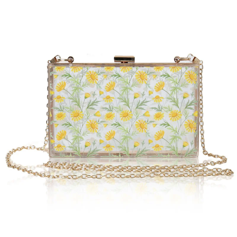 

New acrylic transparent daisy women's bag, a casual and versatile shoulder bag, a chain bag for parties, banquets and dresses
