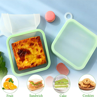 Silicone Sandwich Toast Bento Box With Handle Portable Sandwich Storage Box Food Container Snack Box Lunch Box Sandwich Containe