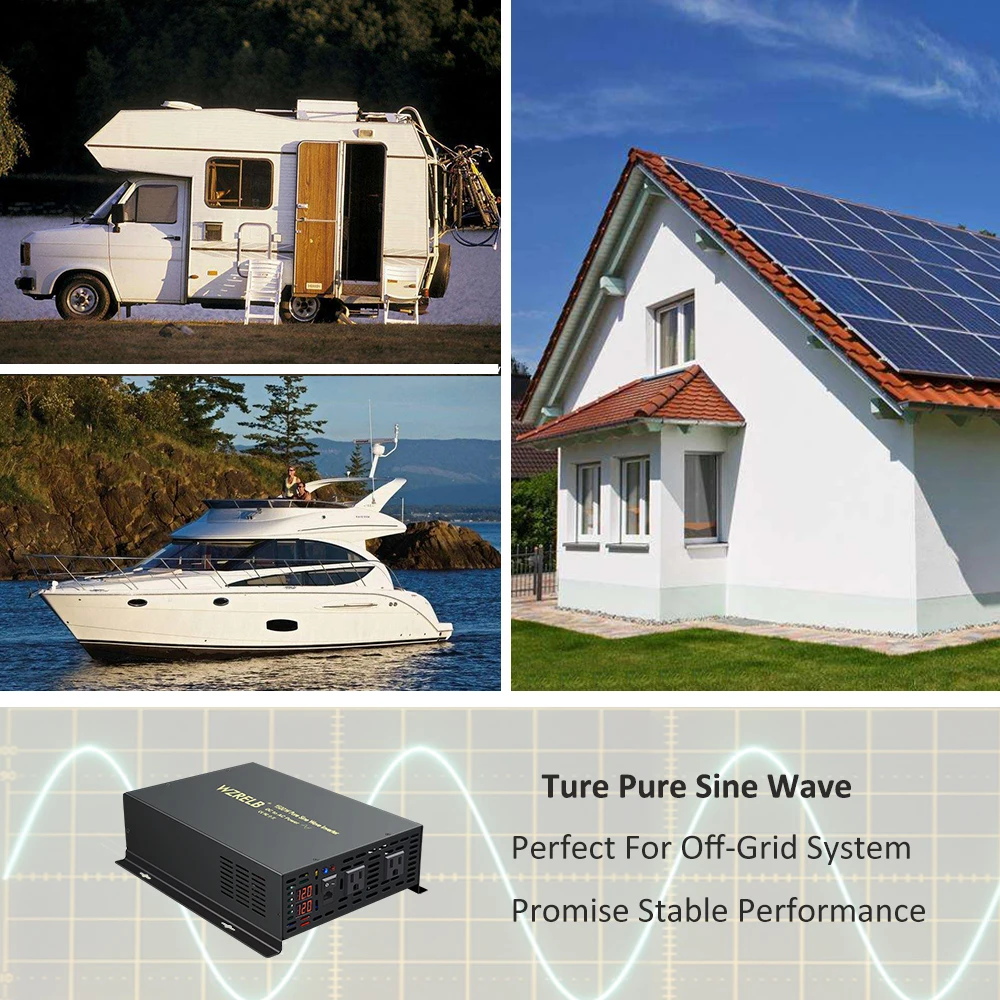 3000W Peak Pure Sine Wave Solar Inverter 1500W Car Power Inverter 12V 24V to 110V 220V 240V DC to AC With Wired remote control