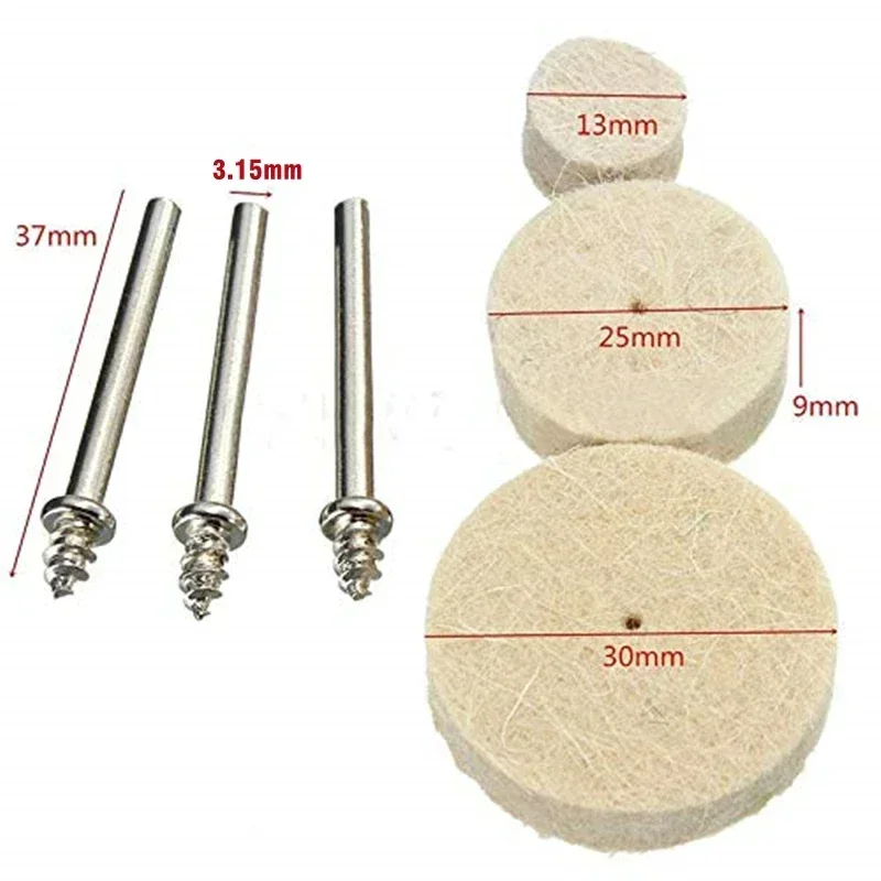 Wool Felt Polishing Buffing Round Wheel Shank for Dremel Rotary Wool Cotton Polishing Polisher Brushes for Rotary Tools Jewelry