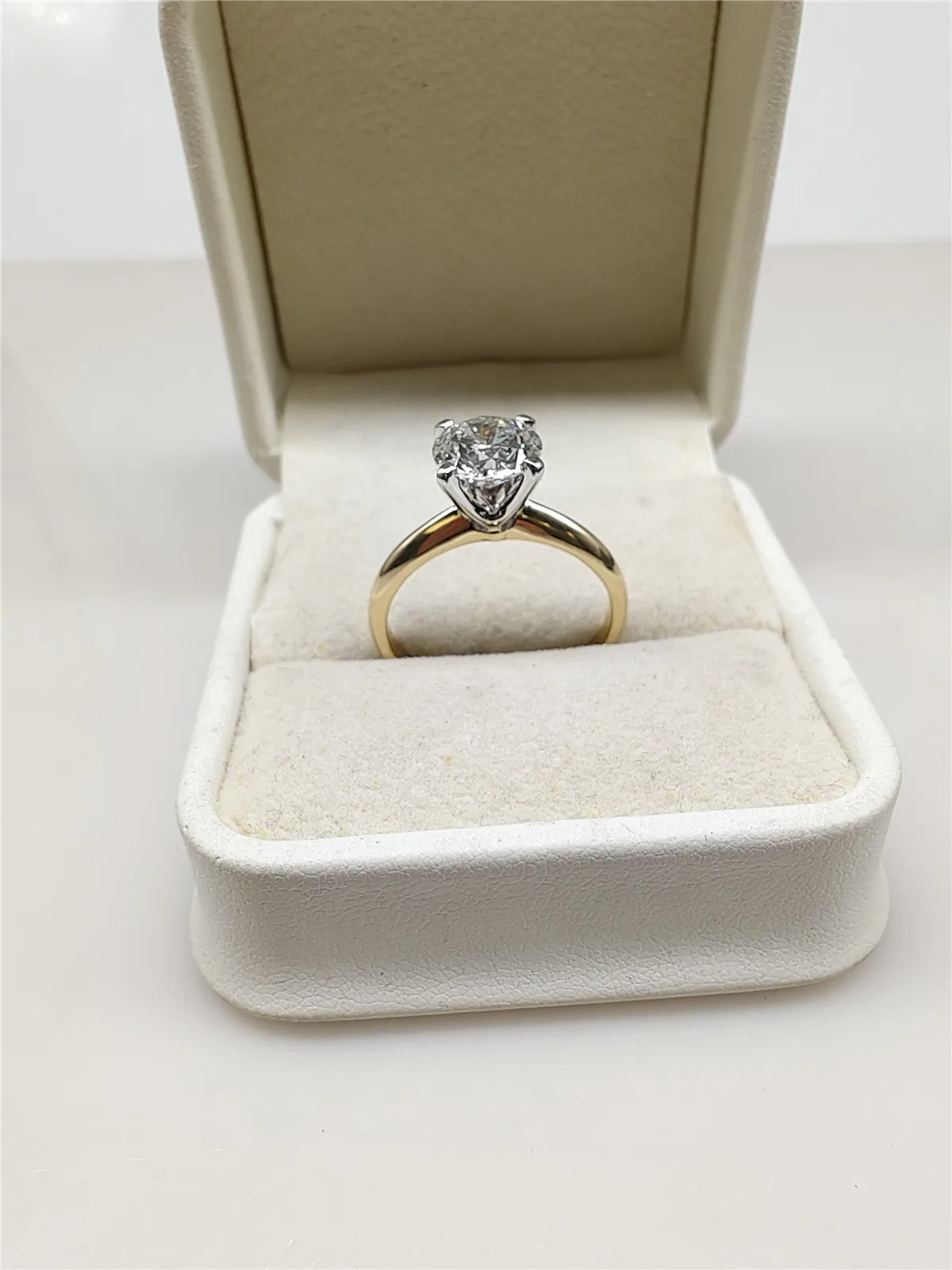18K Gold Solid Real Gold Lab-Grown Diamond Round 2CT 4-Prong Two-Tone Women's Engagement Ring, Advanced Custom Jewelry, 10K GOLD view 4