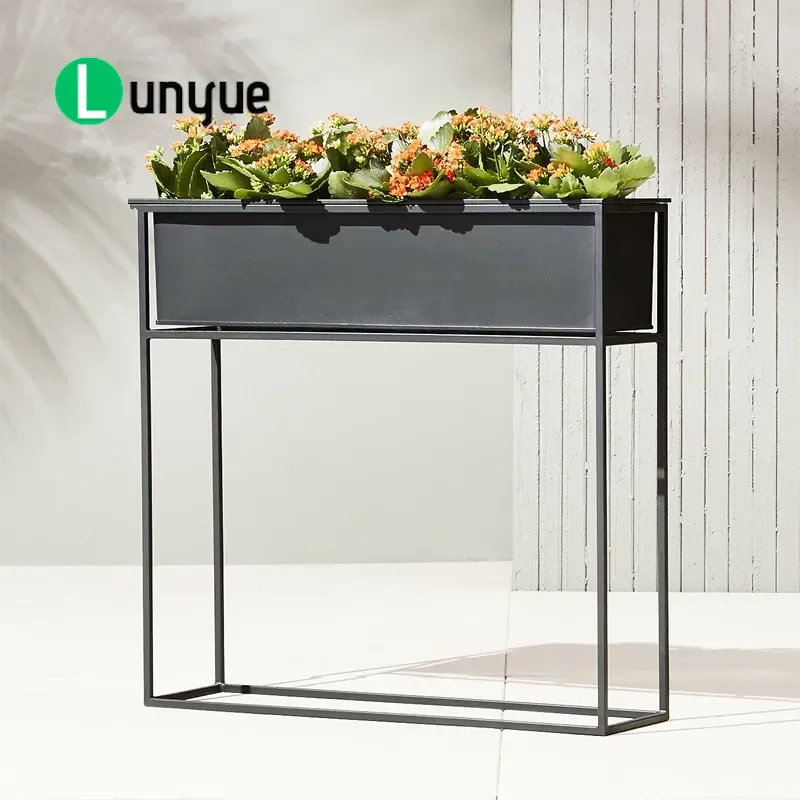 Nordic Wrought Iron Floor to Ceiling Flower Stand Square Partition Planter Box for Living Room Small Apartment Green Pothos