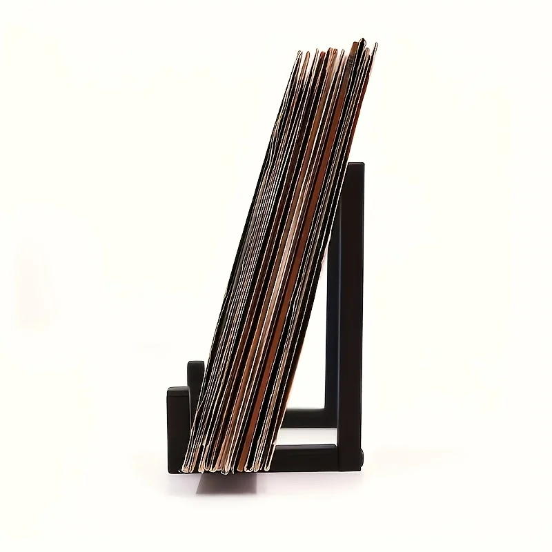 Black Wrought Iron Desktop Record Organizer, Dustproof Rack for CD Album Storage