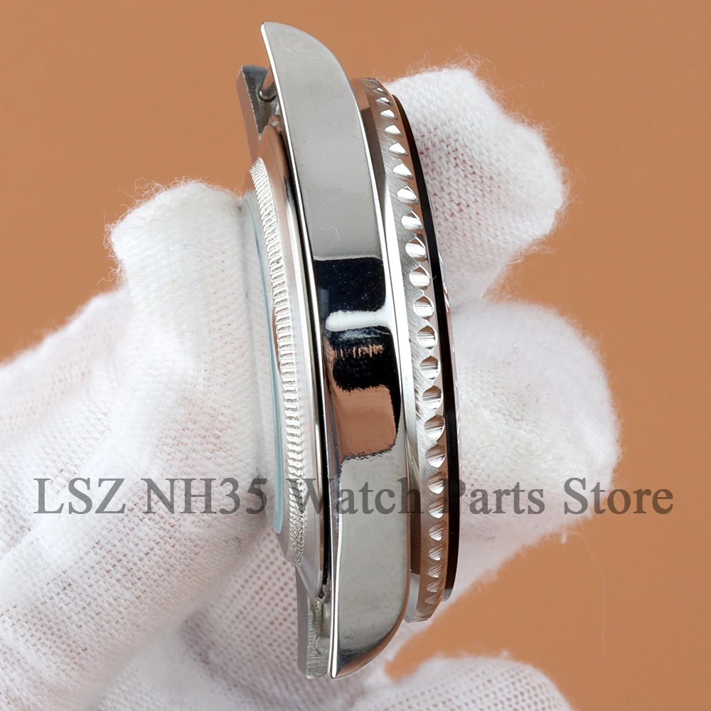 Boîtier de montre en verre saphir, 40mm, bleu glace, lunette arabe, pour SUB GMT Seiko nh34 nh35 nh36 nh38, mouvement 28.5mm