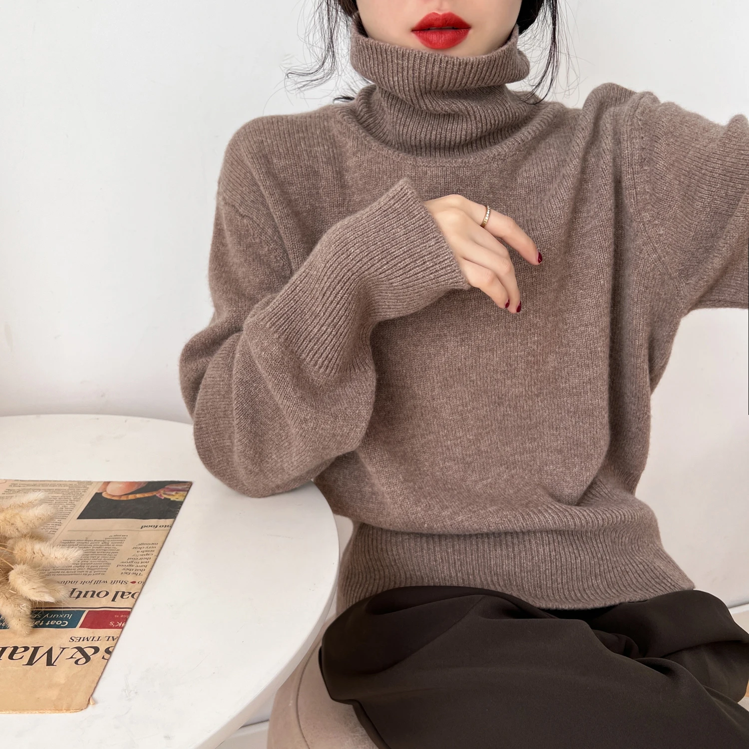 Women Cashmere Sweater Jumper Female Pullover Long Sleeve Casual Turtleneck Autumn Winter Cashmere Sweater