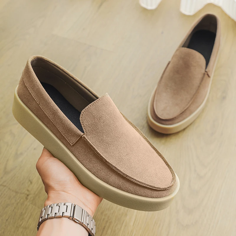 Summer New Men Casual Shoes Breathable Suede Man Loafers Slip on Driving Shoes Luxury Brand Comfortable Business Shoes Moccasins