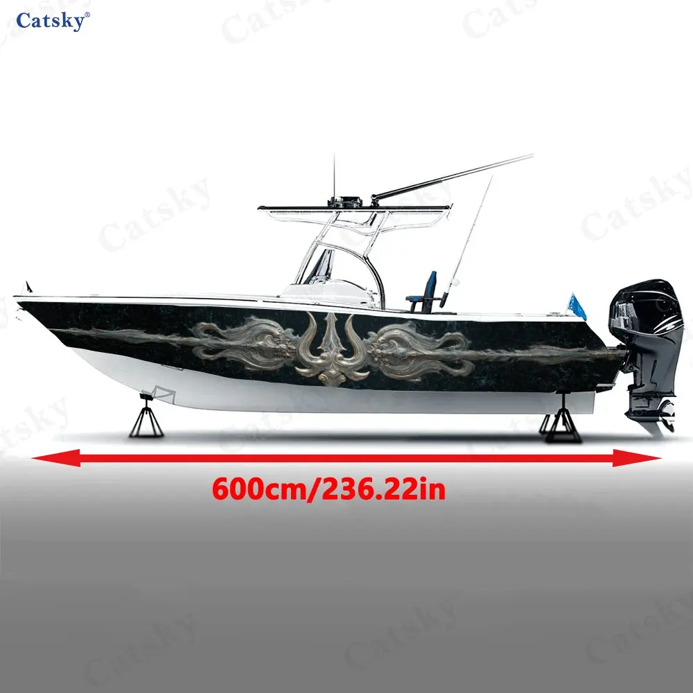 Deep Sea Navigator Fantasy Wave Boat Stickers, PVC Waterproof Vinyl Wrap Decals for Fishing Boats, Durable and Stylish Design