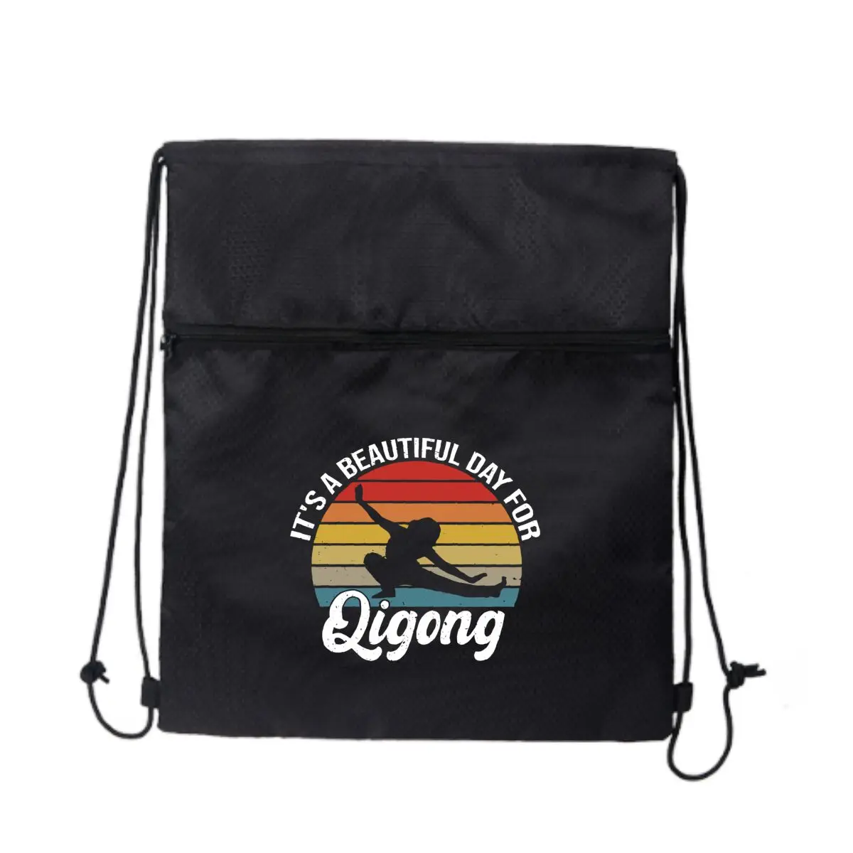 

Qigong Sign Hints Calm Power Стильная спортивная сумка на молнии на шнурке: спортивный дизайн для любителей фитнеса
