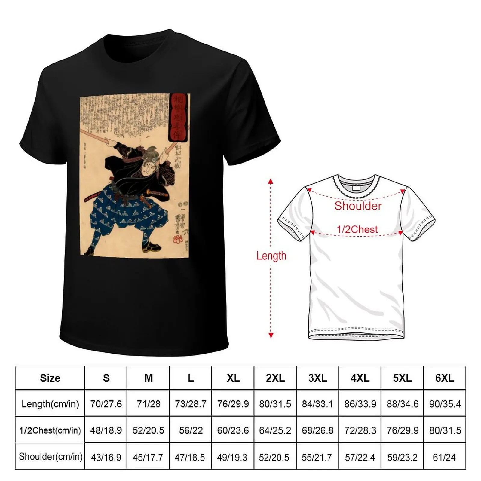 Miyamoto Musashi by Kuniyoshi Utagawa T-Shirt Industrial Work Tee Shirt