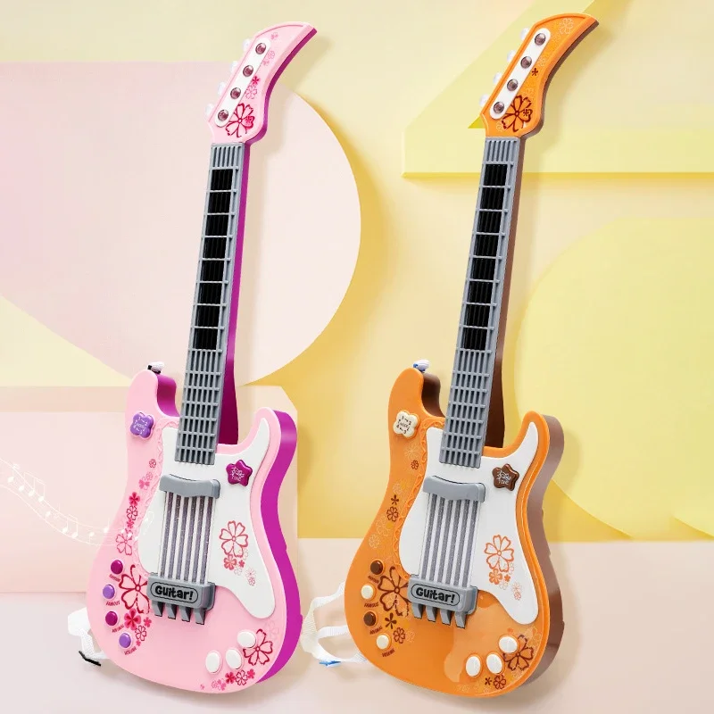 57cm Electric Guitar Toys for Kids Play Education Musical Instrument Montessori Children Musical Instrument Early Learning Toys