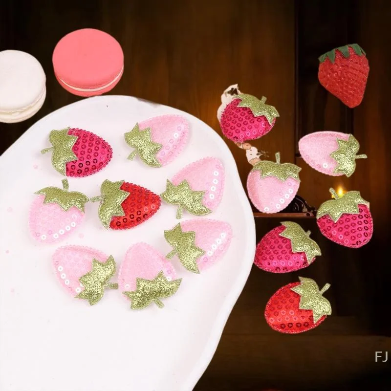 [YU] 20 szt. Naszywki z cekinami w kształcie truskawki, aplikacje do przyszycia na ubrania, dekoracje do samodzielnego wykonania, akcesoria do haftowania.