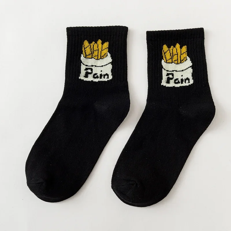 تنفس عارضة الصلبة أسود أبيض طويل الجوارب المتناثرة الهيب هوب سكيت طاقم الجوارب امرأة الكرتون الجوارب