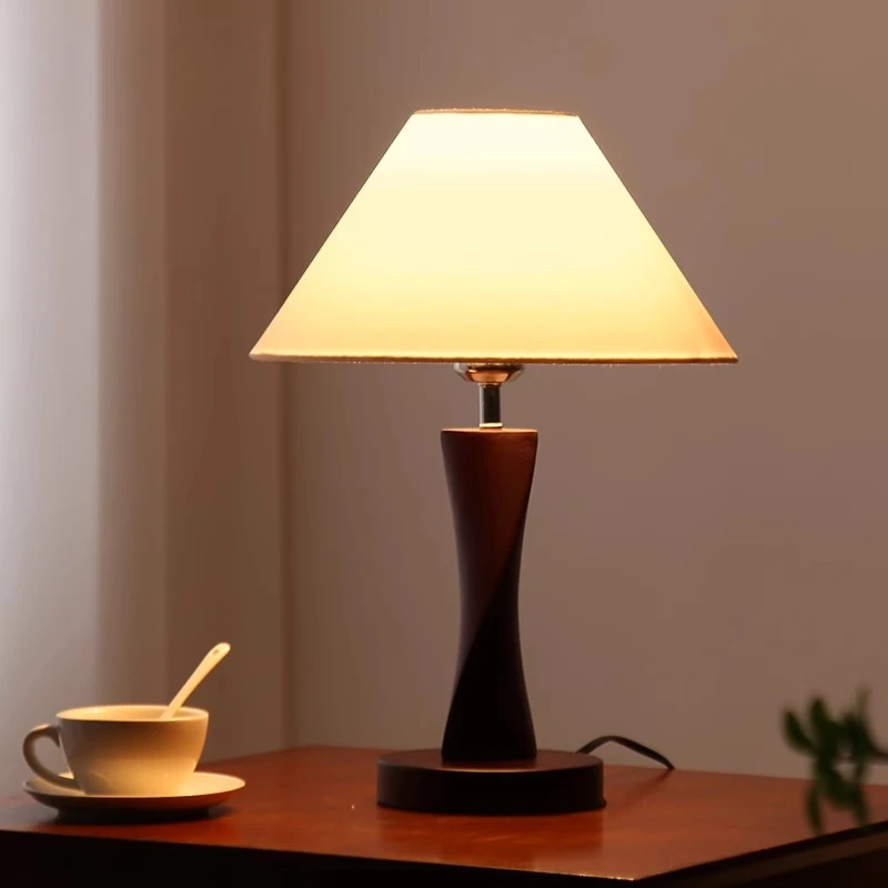 New Chinese Modern Minimalist Solid Wood Table Lamp Dimmable Ambient for Bedroom Study Lighting