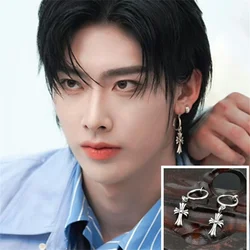 2pcs/Set Kpop ZB1 RICKY Same Style Earrings Personalized Ear Clip High Quality Korean Style Ricky Cross Earrings Fans Collection