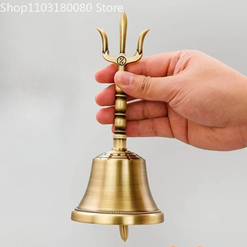 20cm Brass Handbell Sanqingling Chinese Tradtional Emperor Bell Fa Ling