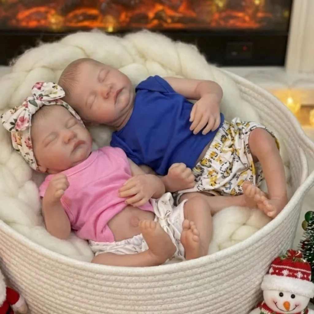 

AnjoDoll 42 см моющиеся Levi Bebe Twins мальчик/девочка куклы реборн реалистичные окрашенные игрушки для новорожденных на Рождество Muñecas Reborn
