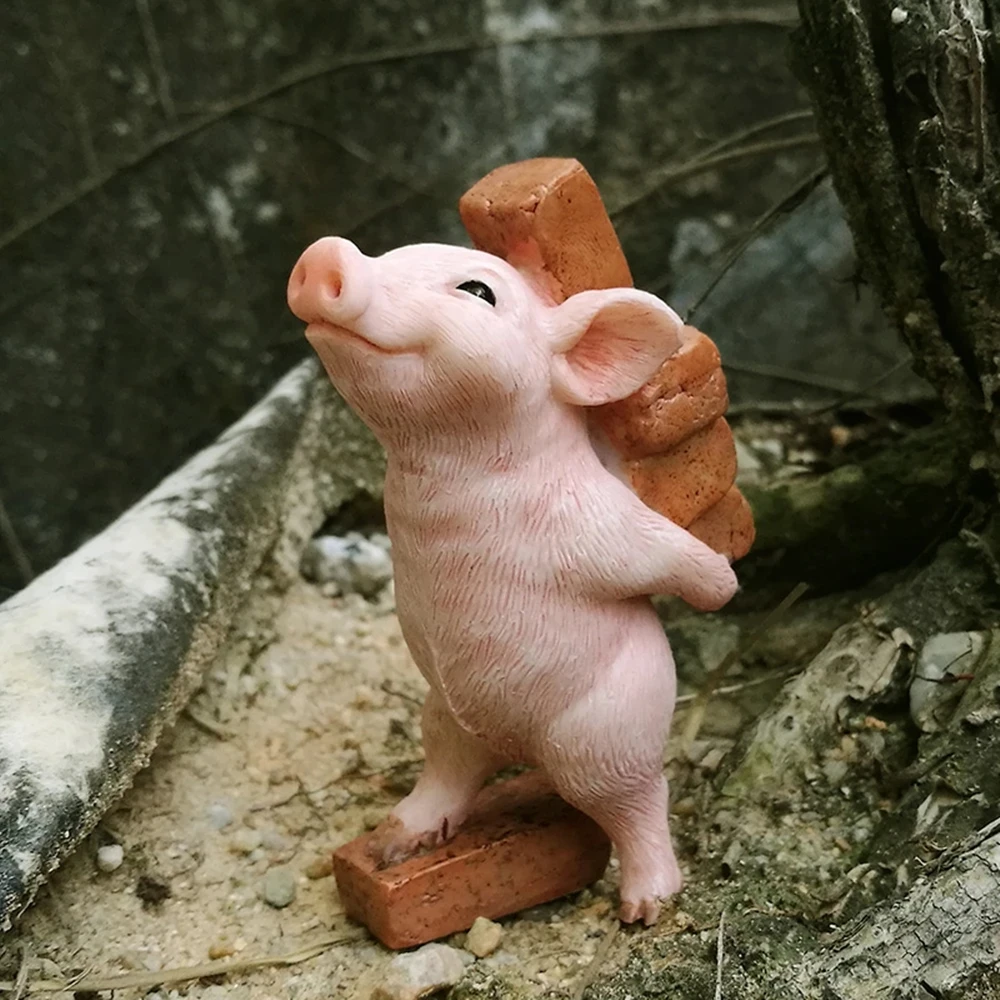 Cute Simulation Pig Animal Figurine Flower Pot Fairy Garden Ornaments Bonsai Farm Home Decoration Education Gifts For Children