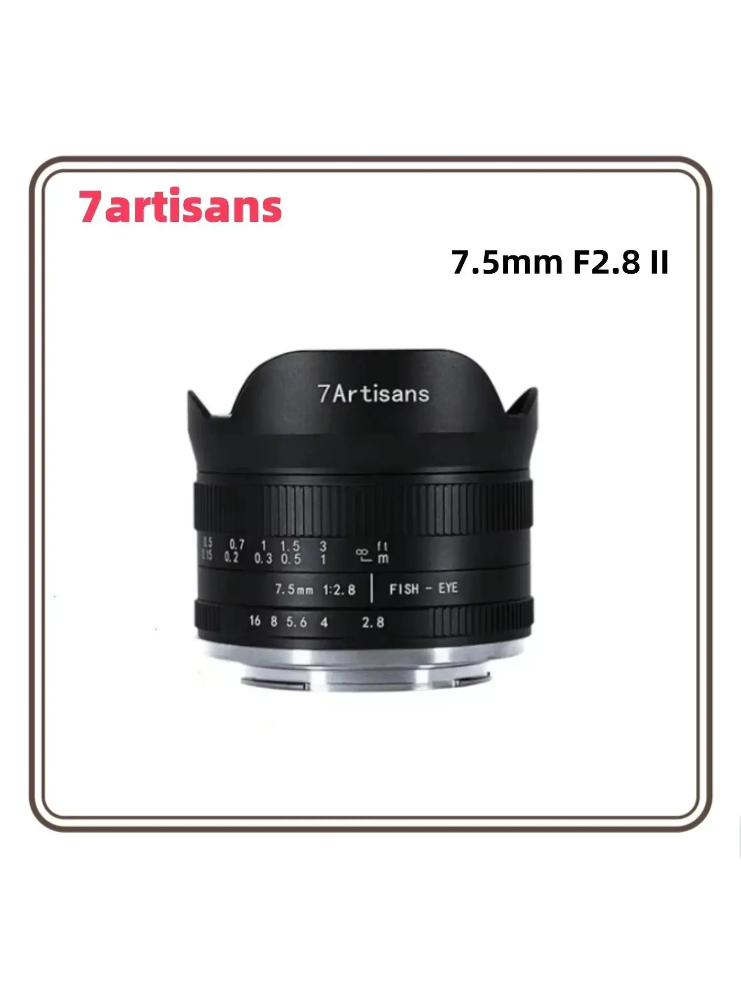 7Artisans 7,5 mm F2,8 II Fisheye-Objektiv Weitwinkel Manueller Fokus Fest für Sony E Fuji XF Nikon Z Micro M4/3 Canon EOS-M M50