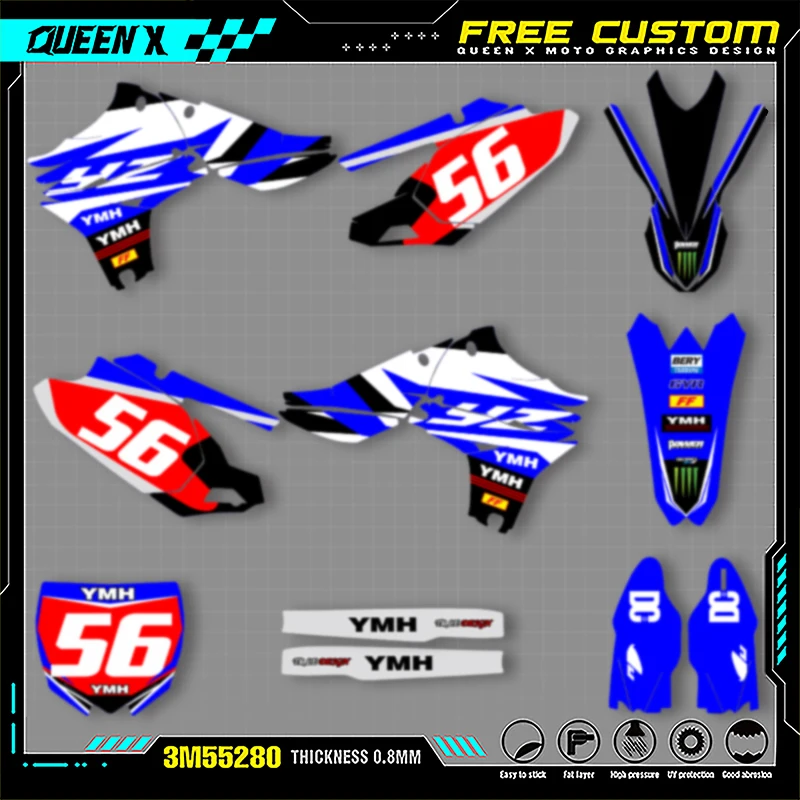

QUEEN X MOTO Motorcycle Graphics Decals For YAMAHA YZF450 2010 2011 2012 2013 Motorcycle Decal Stickers 007