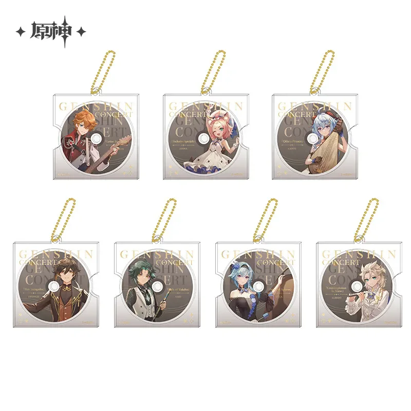 

[Genuine] miHoYo Game Genshin Impact CD Style Pendant Xiao Zhongli Tartaglia Eula Albedo Anime keychain Cosplay Halloween Gifts
