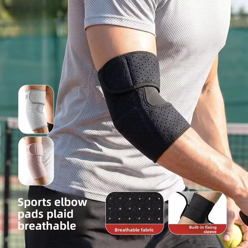 Breathable Compression Elbow Pads Basketball Tennis Fitness Workout Arm Guard Adjustable Straps Joint Protection for Men Women