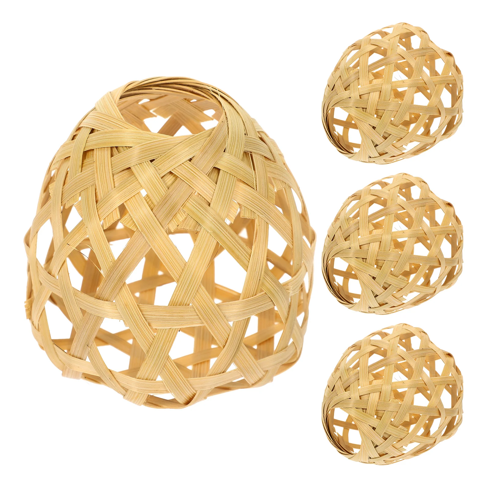 

4 Pcs Bamboo Lampshade Globe Ceiling Light Fixture Pendant Cover Manual Hanging Weaving Replacement