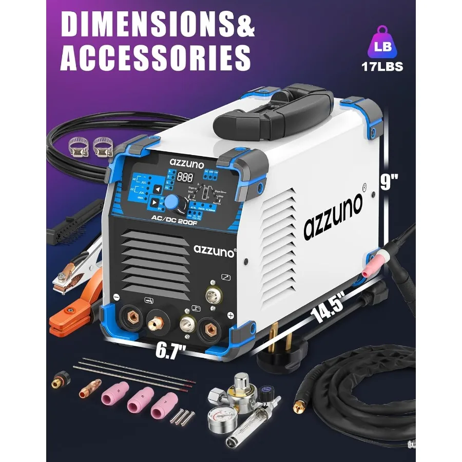 AC DC TIG Welder 200A with Pulse Function for Aluminum Welding Dual Voltage 110V 220V Portable Welding Machine Versatile ACDC T