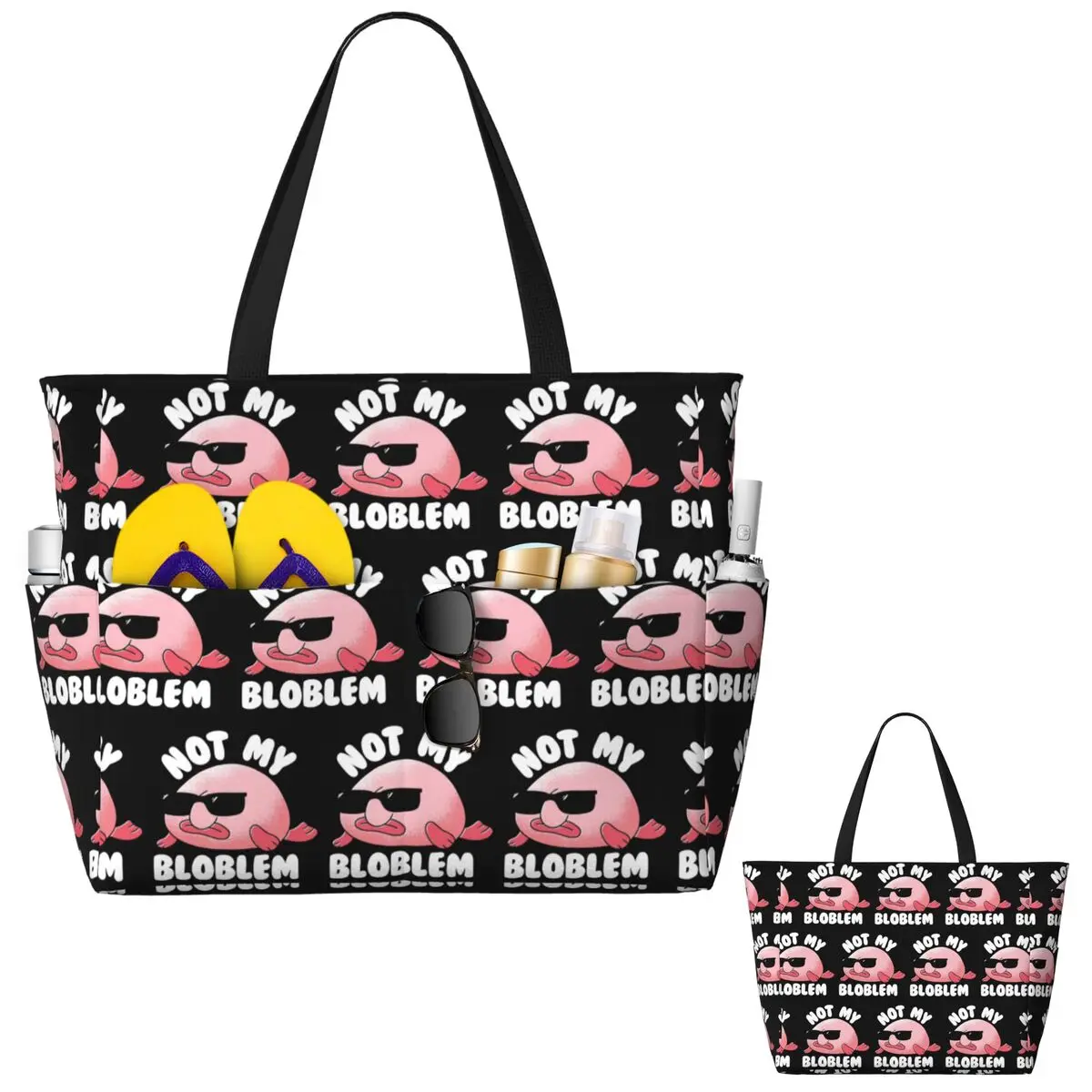 Blobfish Not My Bloblem Not My Problem Beach Tote Bag Sport Gym Yoga Duffle Large Tote Bag Women Travel Bag Fitness bag