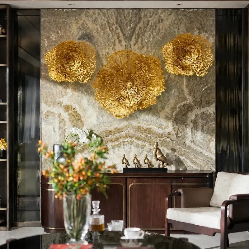 Pastoral Retro 3D Wrought Iron Flower Wall Decor Living Room Bedroom Bedside Hanging Pendant Home Ornament