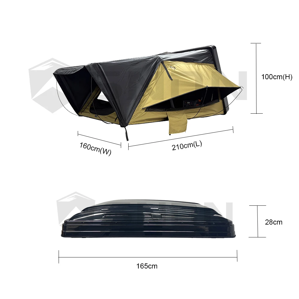 Wildlands Camping Hard Shell Roof Top Tent 4 Person 4wd Pick Up Car Side Open Rooftop Tent ABS Shell Lightweight
