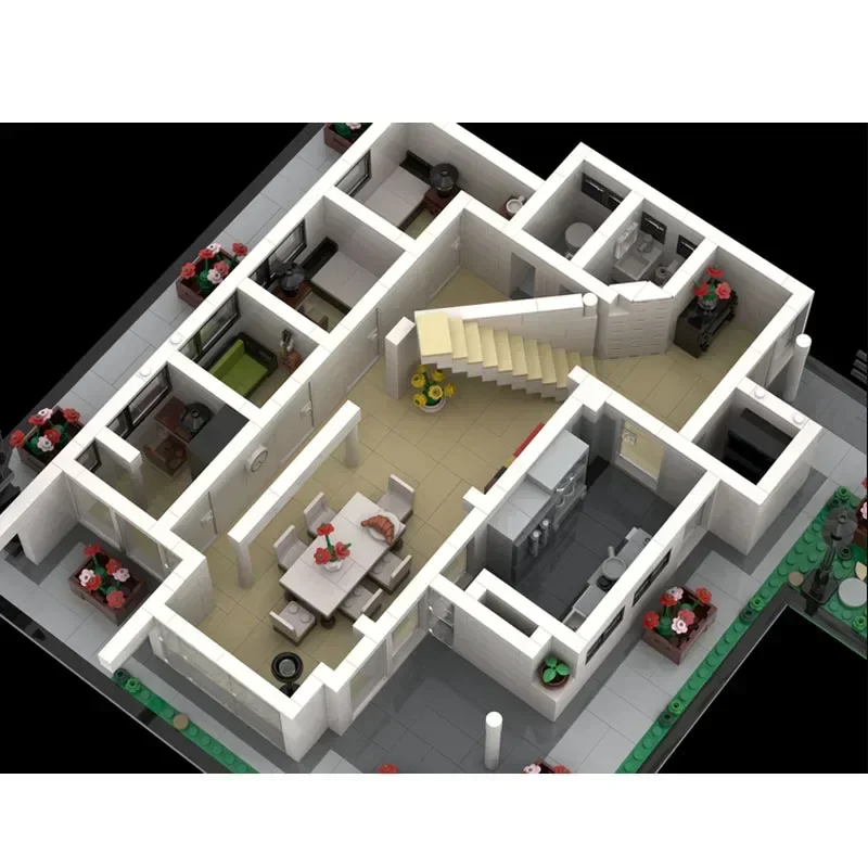 MOC-94838 City Architectural Street Scene Saltzman House von Richard Meier Block Model5128Parts Jungen Kindergeburtstag Spielzeug Geschenk