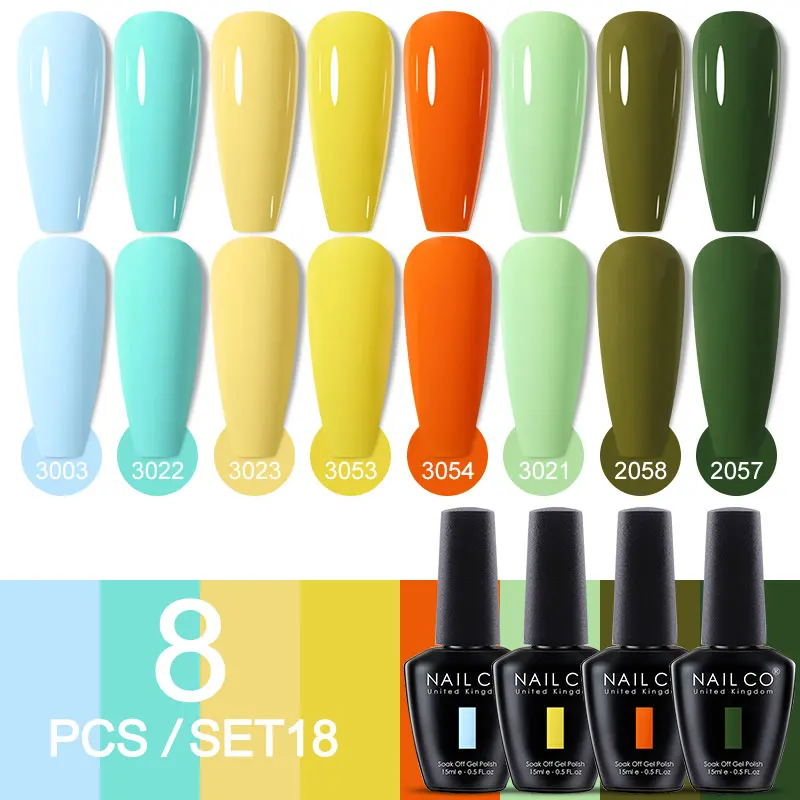 NAILCO 8 unids/set brillante Rosa rojo púrpura Gel Esmalte de uñas 15ml Nail Art Gel Vernis para uñas manicura brillo Kits semipermanentes