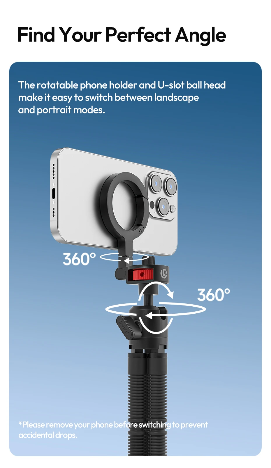 Ulanzi MT30 Magnetisches flexibles Stativ für Fotografie, Telefonkamera 360° ° Einstellbare Kugelkopf umwickelte Beine Stativ Outdoor Vlog – Detail 10