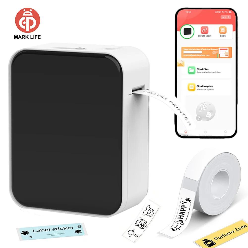 Marklife Mini Label Printer P15 Bluetooth Thermal Label Printer Maker For School Office Kitchen To Gift/Diy Creative/Marking