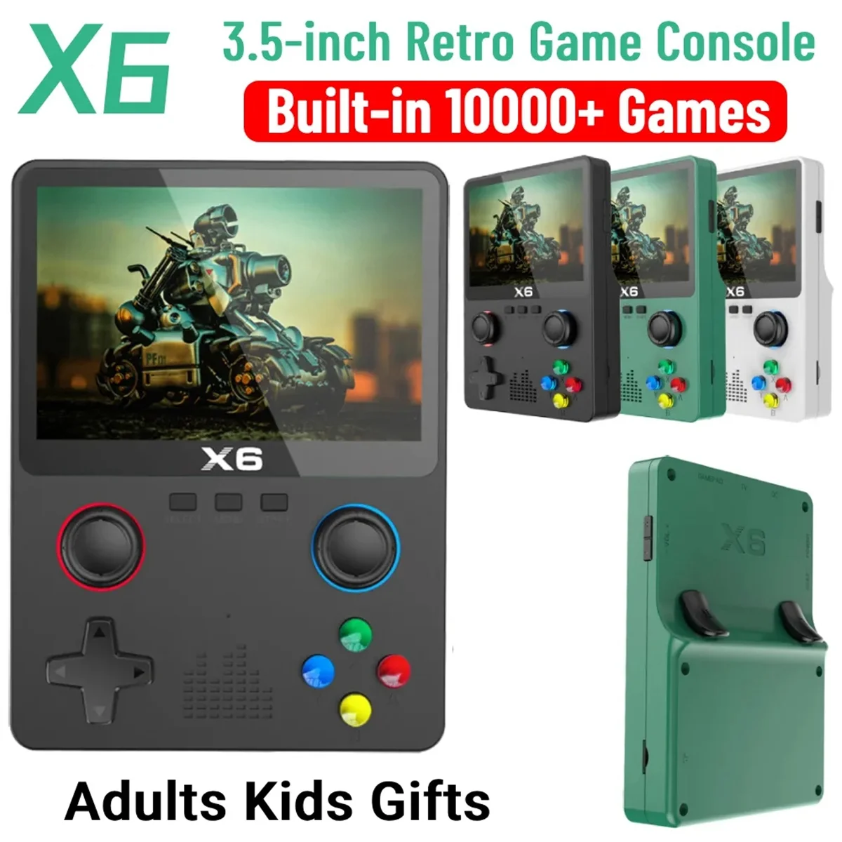 

FEB-Portable X6 Handheld Game Player with 10000+ Games 3.5Inch IPS Screen 11 Simulators Dual Player GBA Video Game