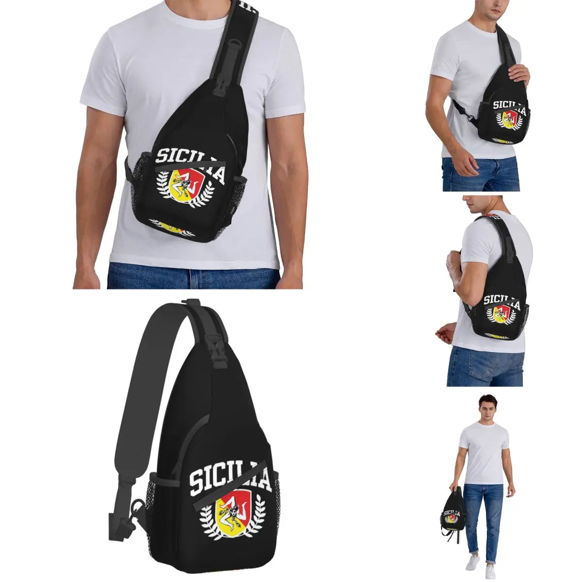 Sicília Itália Sicilia Pequenos Sacos Sling Peito Crossbody Ombro Mochila de Viagem Caminhadas Mochilas Escolares Fresco Sacos