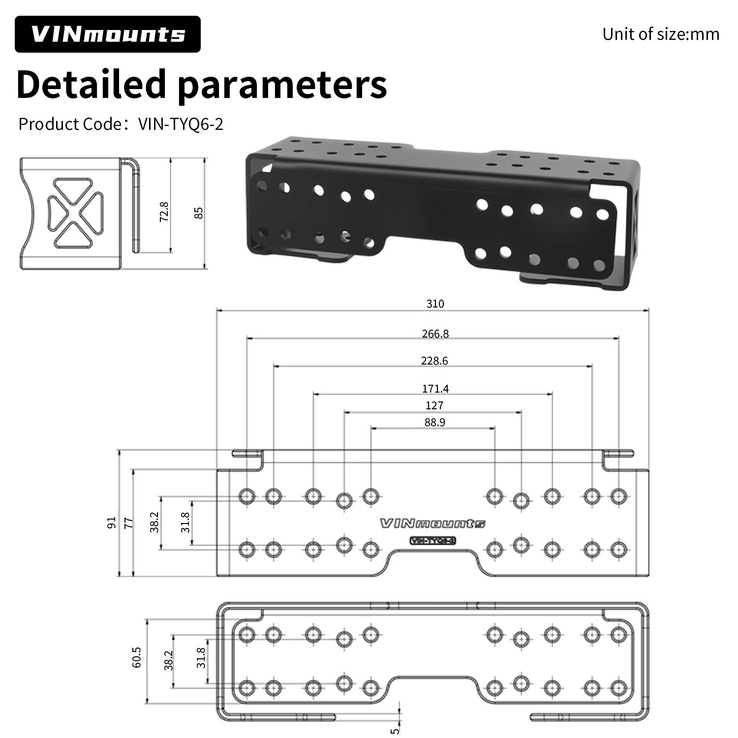 VINmounts Dual Fish Finder Mount Adjustable Marine Boat Bracket Compatible with Garmin Lowrance Humminbird Sonar