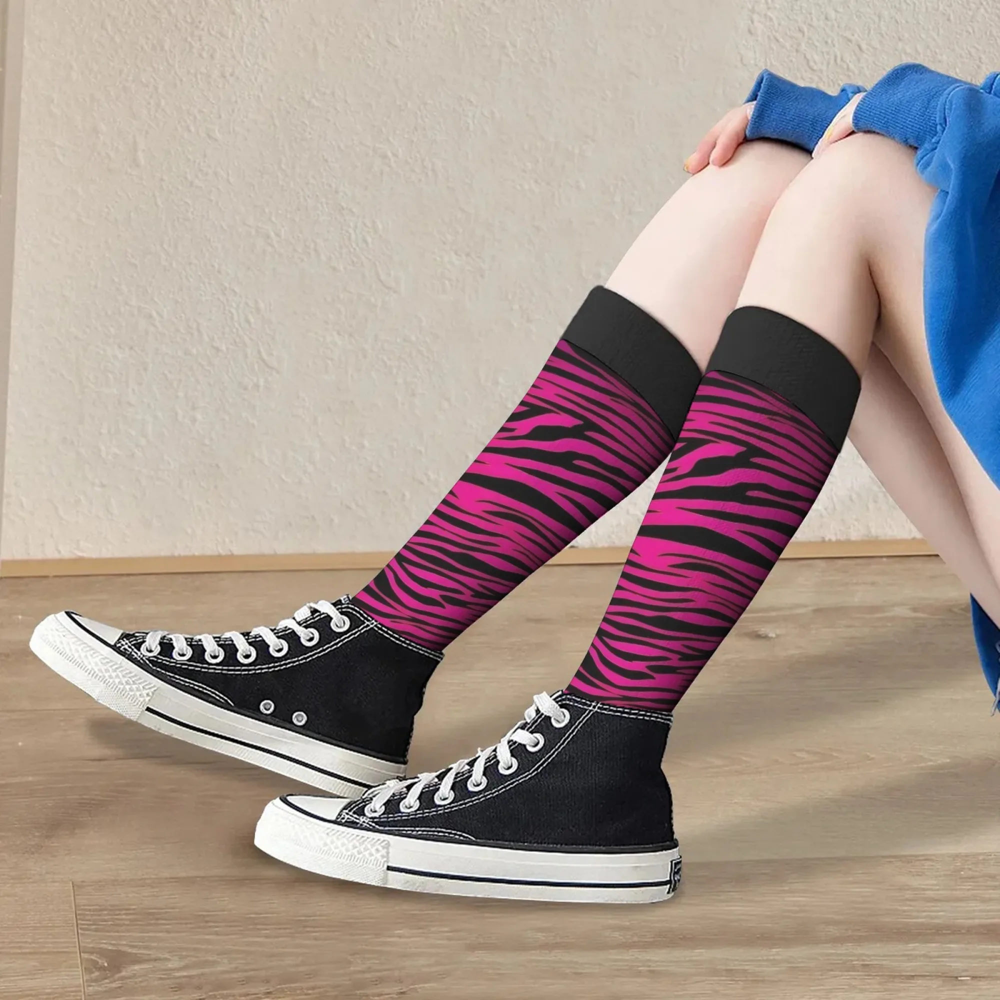 

Zebra Pattern Retro Fashion Men's Socks Comfortable Warm Non-slip Sports Socks Novelty Funny Women's Stockings Crazy Party Gift