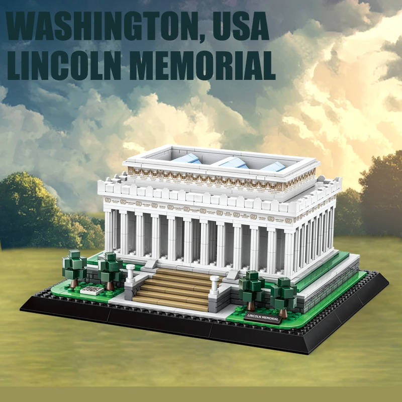 

New MOC World Urban landmark buildings US Lincoln Memorial Building Blocks Kit,Home desktop decoration Model Bricks Toy Kid Gift