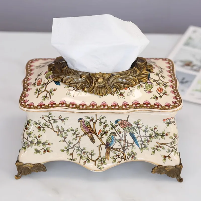 

Villa model room decorative tissue box European ceramic paper box American creative Suitable for interior decoration