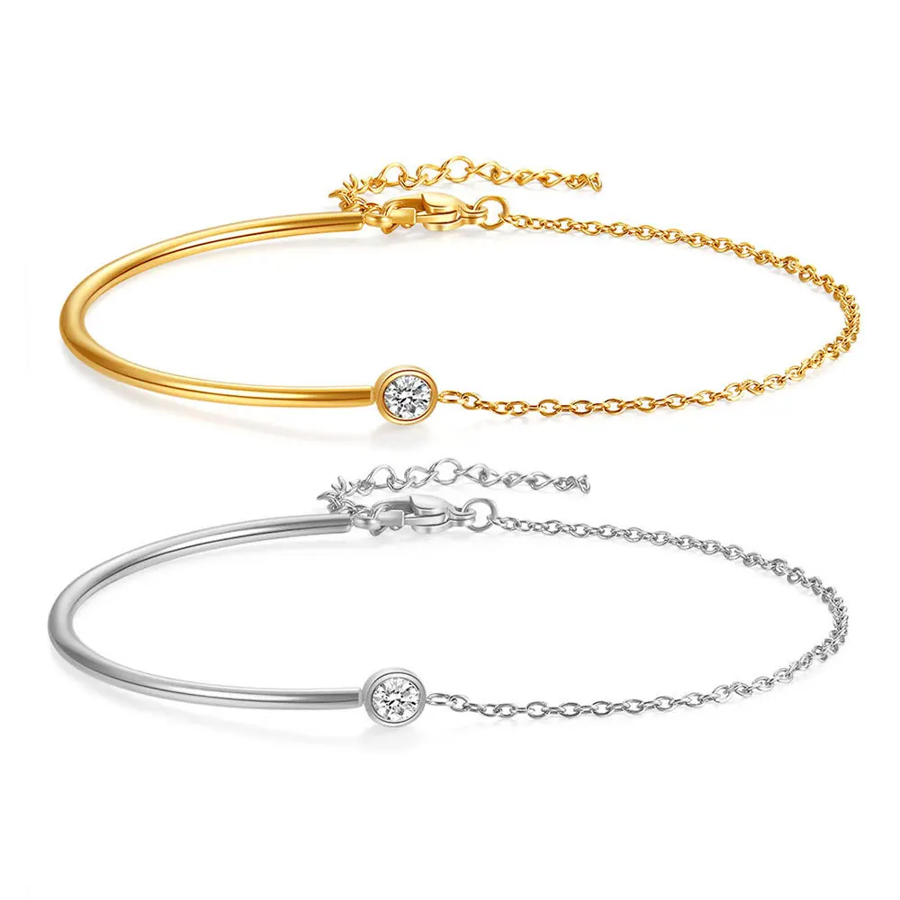 Niche personality simple everything stainless steel gold inset zircon chain bracelet for ladies Valentine\'s Day gift jewelry