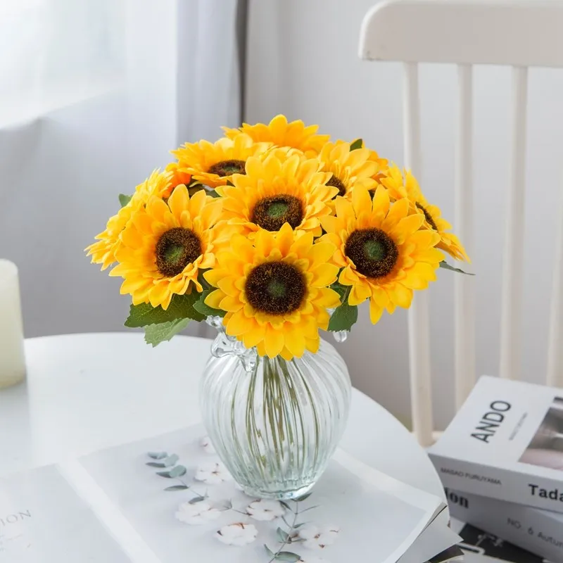 1/3/5Pcs Künstliche Blumen Seide Sonnenblumen Familie Zimmer Vase Weihnachten Hochzeit Dekorationen Garten Bonsai Zubehör Sammelalbum – Detail 12