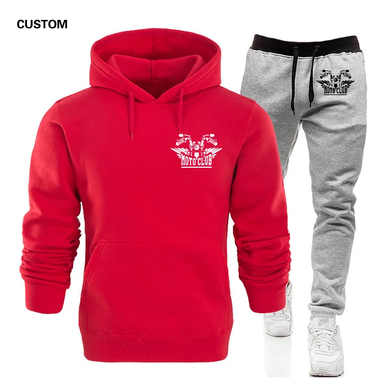 Men's Casual Hooded Top print photo Jogging Sports Suit Mountaineering Drawstring Sports Pants Two-piece Set Custom logo  DIY view 3