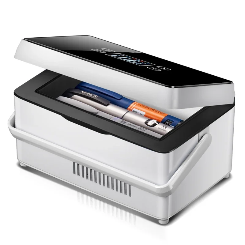 مبرد الأنسولين المحمول - ثلاجة صغيرة طبية USB مع إنذار وشاشة عرض لدرجة الحرارة - حافظة باردة للسفر للطب والأدوية والمكنسة الكهربائية