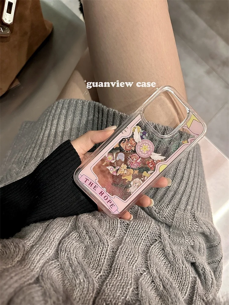 حافظة Guanview Ins Girl's Heart اللامعة ذات الرمال المتحركة متعددة الاستخدامات، صغيرة الحجم، متوافقة مع iPhone 6 pro Max وAp...