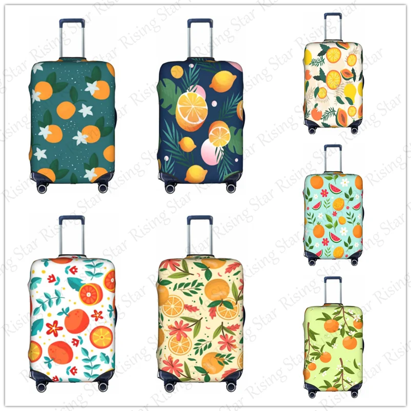 

Оранжевый защитный чехол для багажа с мультяшным фруктовым принтом, толстый, эластичный, на молнии, подходит для чемоданов 18-32 дюймов, аксессуары для путешествий