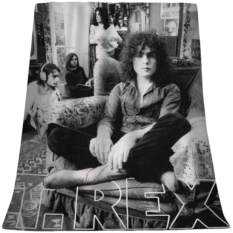 Rock & Roll Singer-Songwriter Marc Bolan Play The Guitar T. Rex Band Scrawl Art Gig Posters Soft Cozy Flannel Blanket