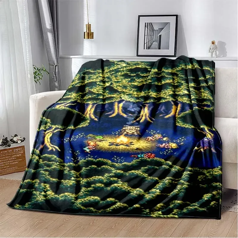 Chrono Trigger Campfire Final Fantasy Blanket Flannel Warm Plush Fall and Winter Game Soft Throw Blanket Bedroom Picnic Blanket