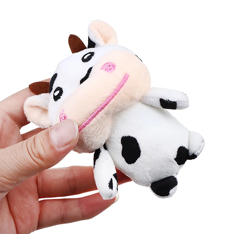 11cm Plush Cow Toy Keychain Soft Plush Filling Good Elasticity Doll Cartoon Animal Key Ring Pendant Bag Decoration Birthday Gift
